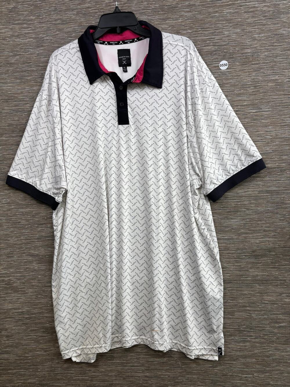 Kenneth Cole Golf Polo Shirt Mens 4XL White Golf Club Print Stretch Jersey